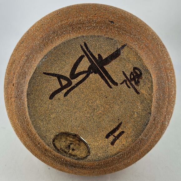 DAVID SALK Feats of Clay artist signed pottery vase pitcher Palm Springs - Picture 6 of 7